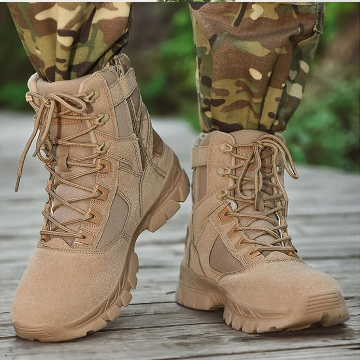 Taktische Herrenstiefel wasserdicht, robust, mit Echtleder, rutschfest für Outdoor & Wandern