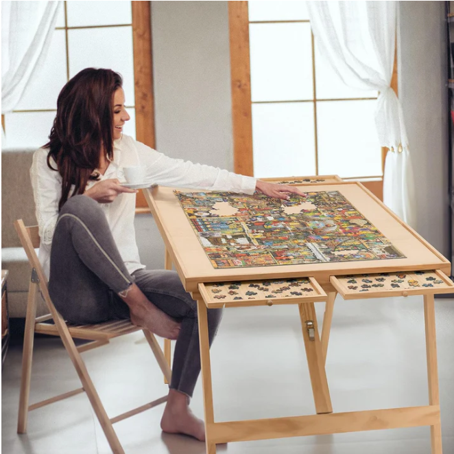 Puzzle-Tisch mit Schubladen