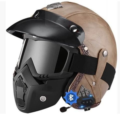 Retro Brauner Motorradhelm