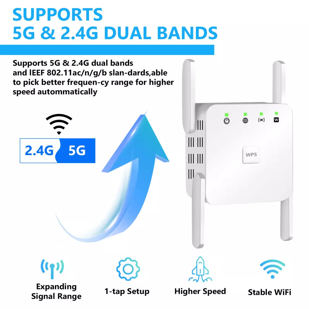 5G Repeater WiFi Langstrecken 1200Mbps Wifi Extender Router Signal Wi fi Verstärker Netzwerk Wi-fi Booster 2.4G Wi-fi Repeater