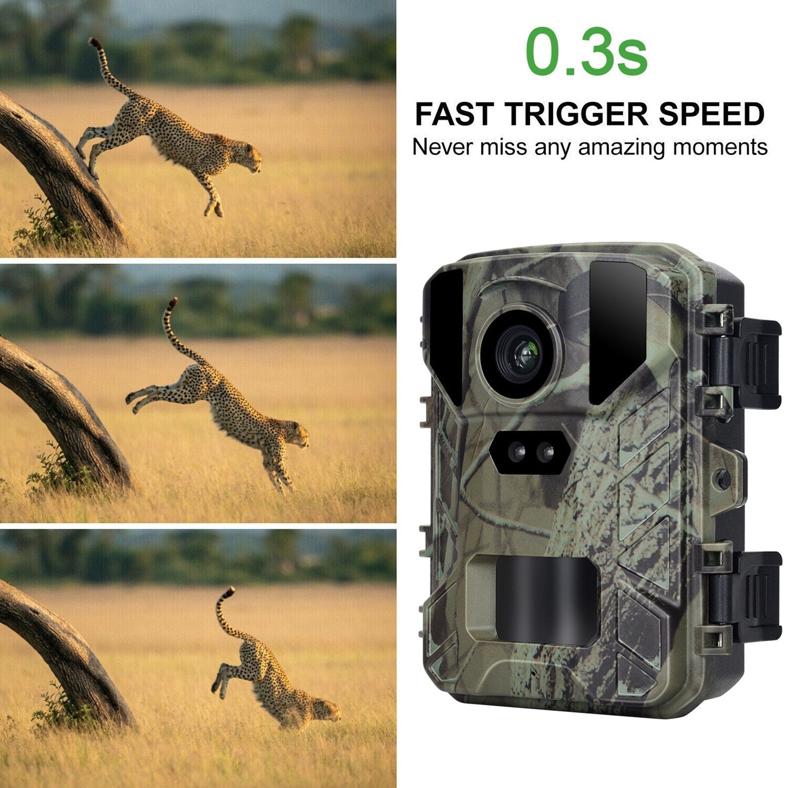 24MP Mini Trailkamera - 1080P Nachtsicht, wasserdicht, 48 IR-LEDs, 60° Erkennung für die Tierjagd
