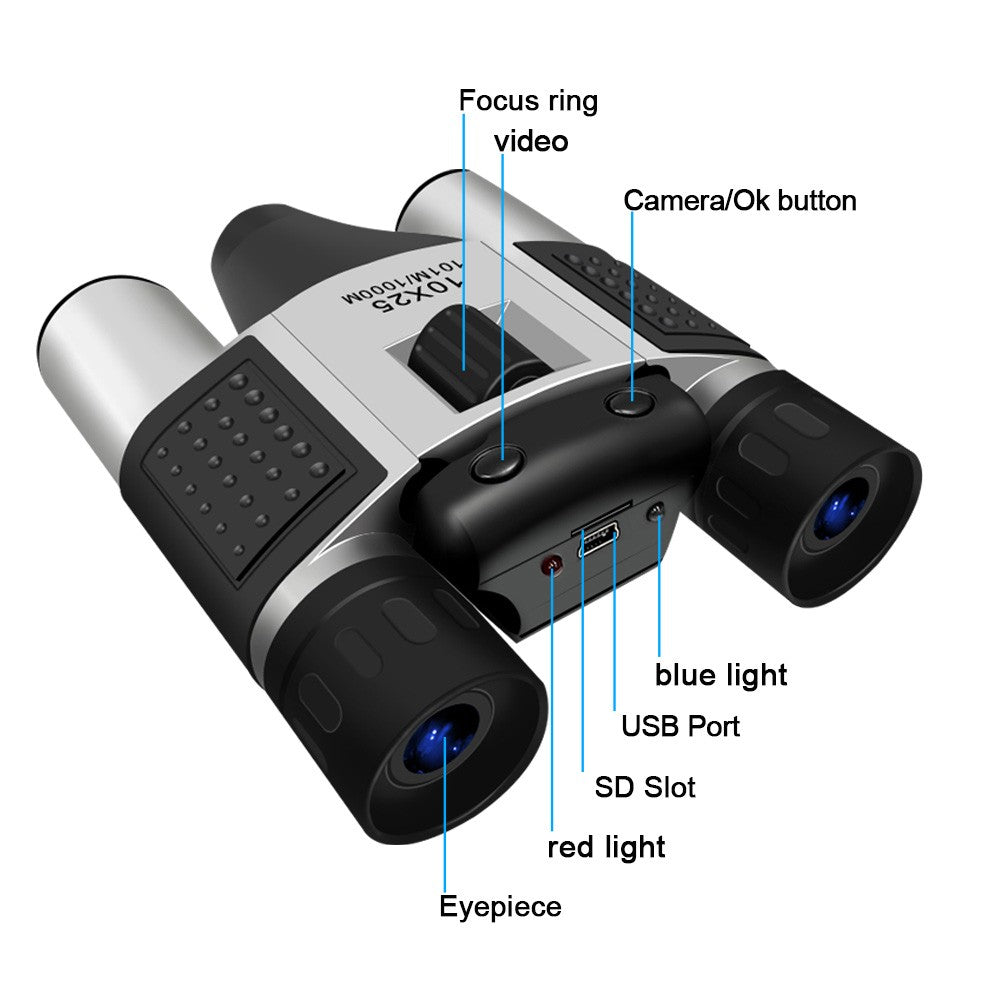 Hochauflösende digitale Ferngläser mit 10x Zoom und Nachtsicht, Kamera- und Videoaufzeichnung für Erwachsene