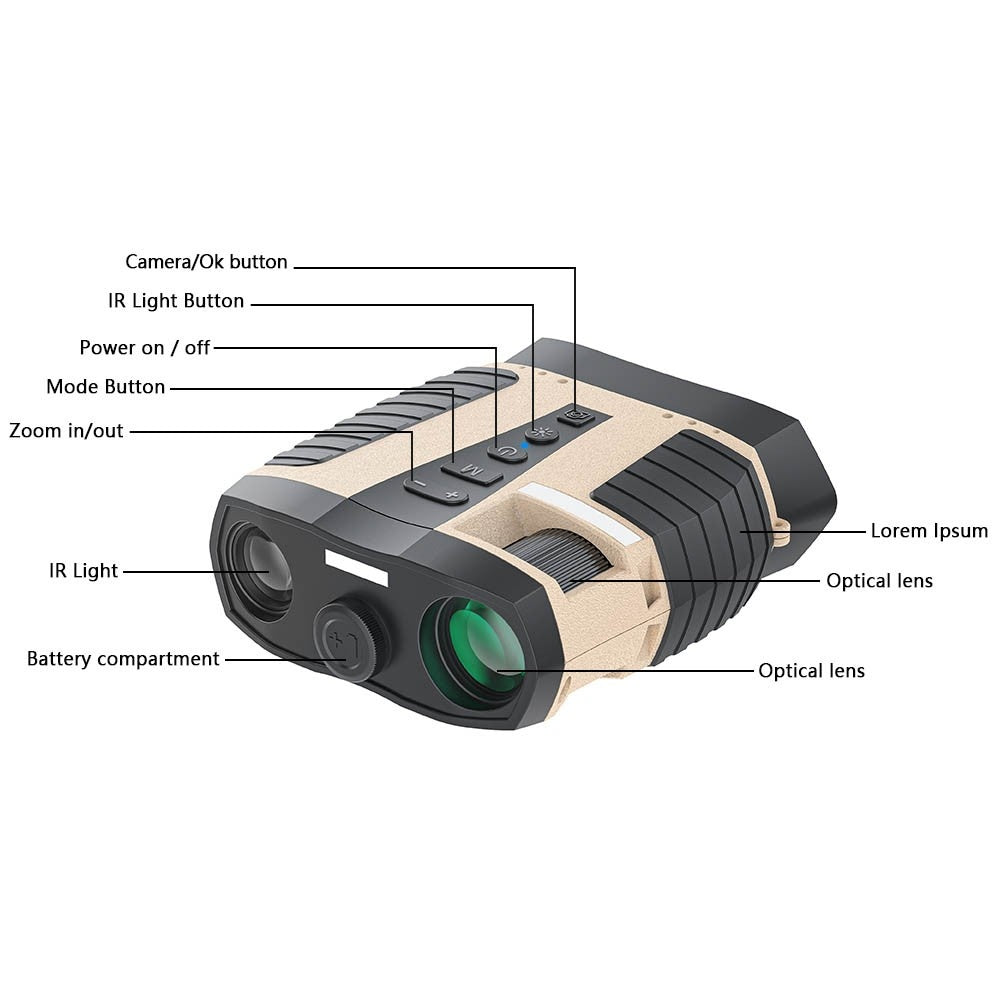 Wasserdichte IP65 Nachtsichtferngläser mit Kamera, 4X Optisch & 8X Digitalzoom, 3 LCD, 2.5K Video, 3W IR für Jagd & Outdoor