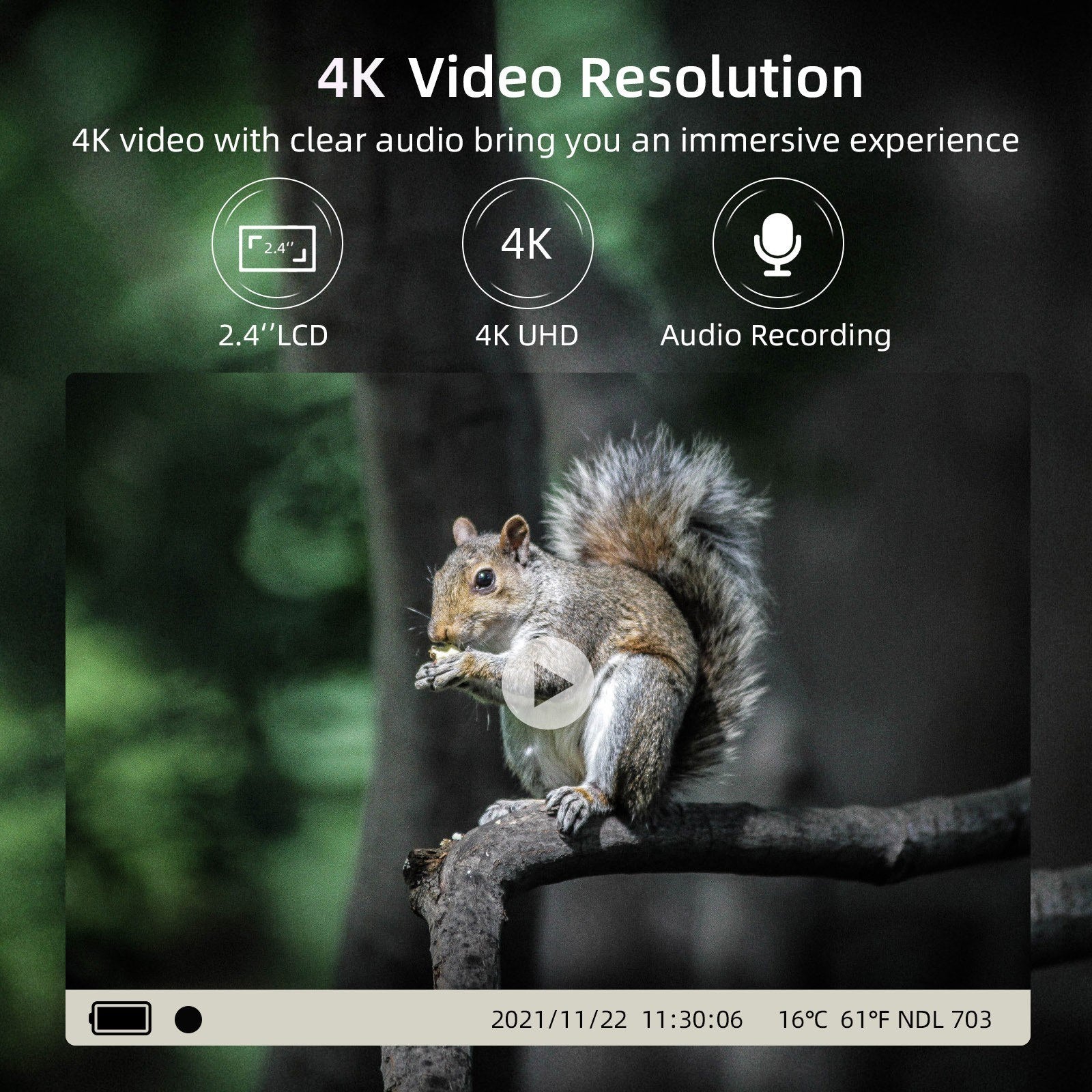 4K WiFi Trail-Kamera - Drahtlose Jagdkamera mit PIR-Sensor & Nachtsicht