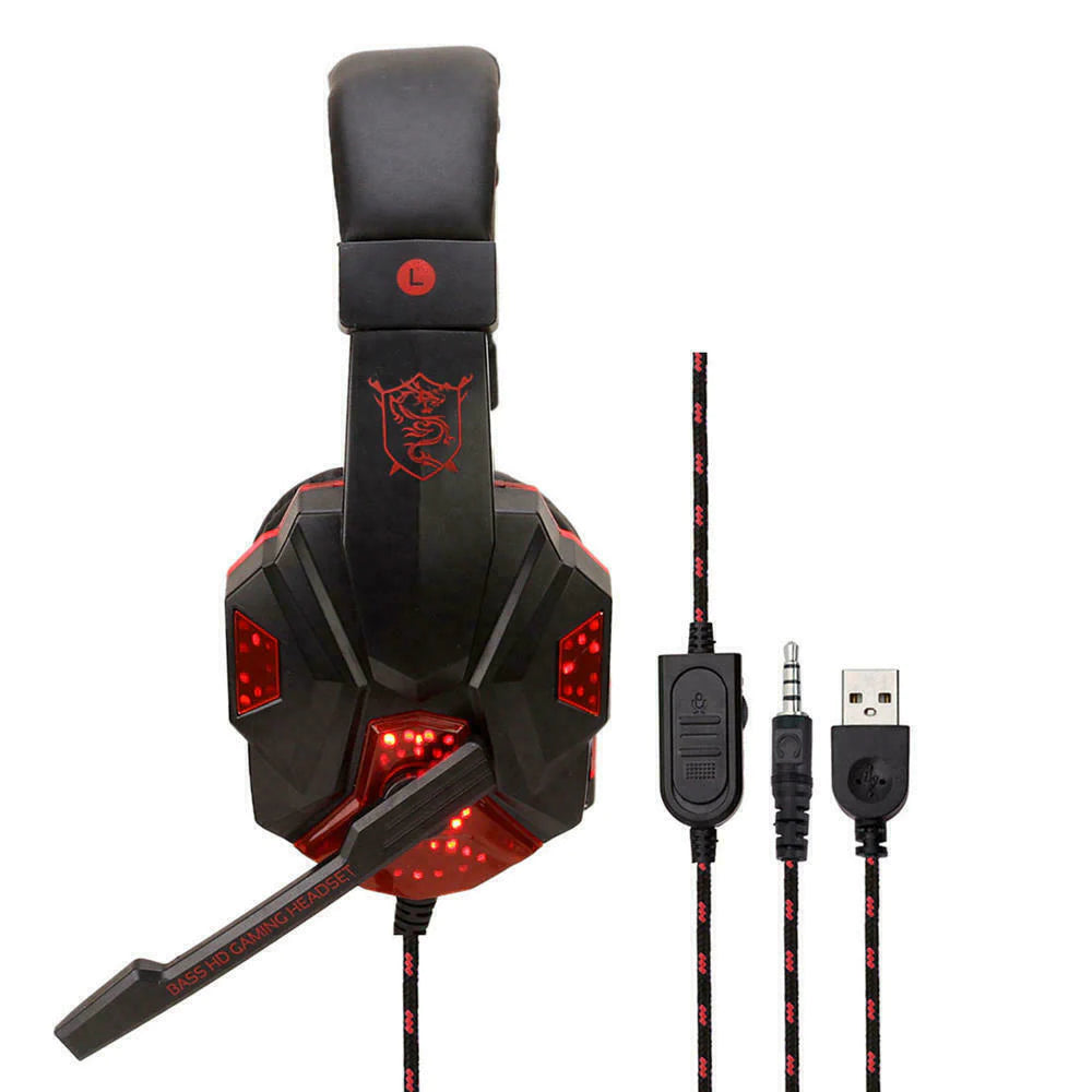 3.5mm Gaming-Headset Mikrophon LED Kopfhörer Stereo Bass Surround Für PC PS4 Xbox One