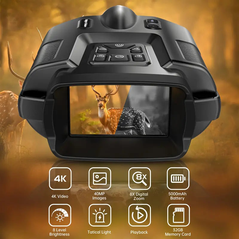 Monokular mit Nachtsicht Infrarot 8x Zoom | Fernglas mit integriertem 5000mAh Akku