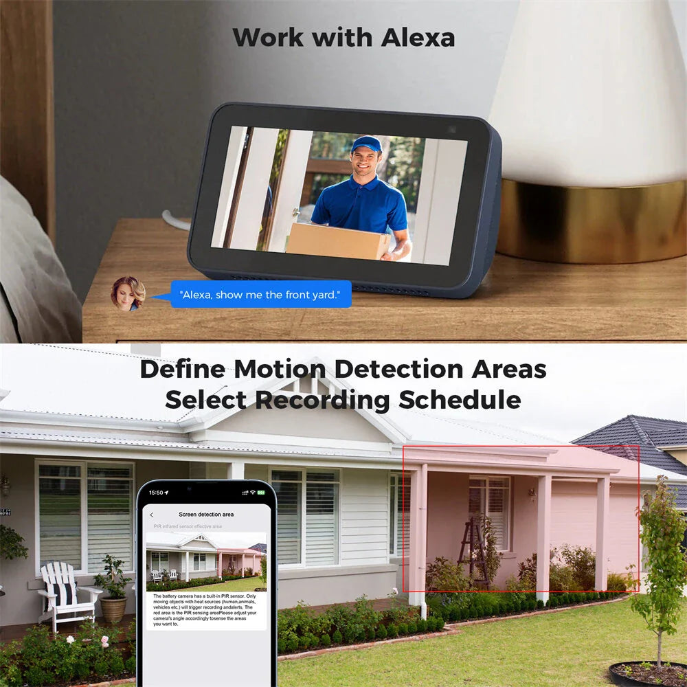 Hiseeu C90B 4MP Solarbetriebene WiFi IP Kamera - Vollfarb-Nachtsicht, IP65 wasserdicht, KI-Bewegungserkennung, Gegensprechfunktion, 100% kabellos, Eseecloud App Smart Home Überwachung