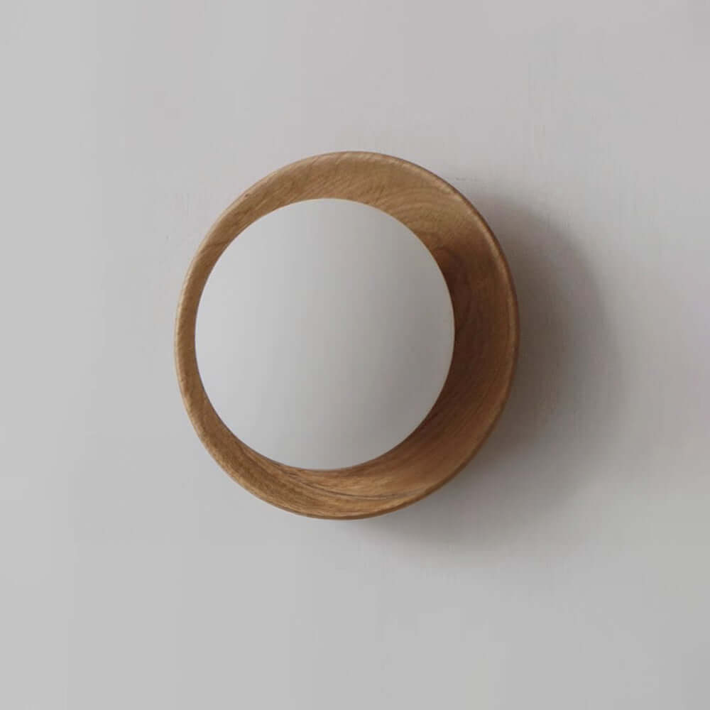 Minimalistische Wandleuchte Weiß Naturholz