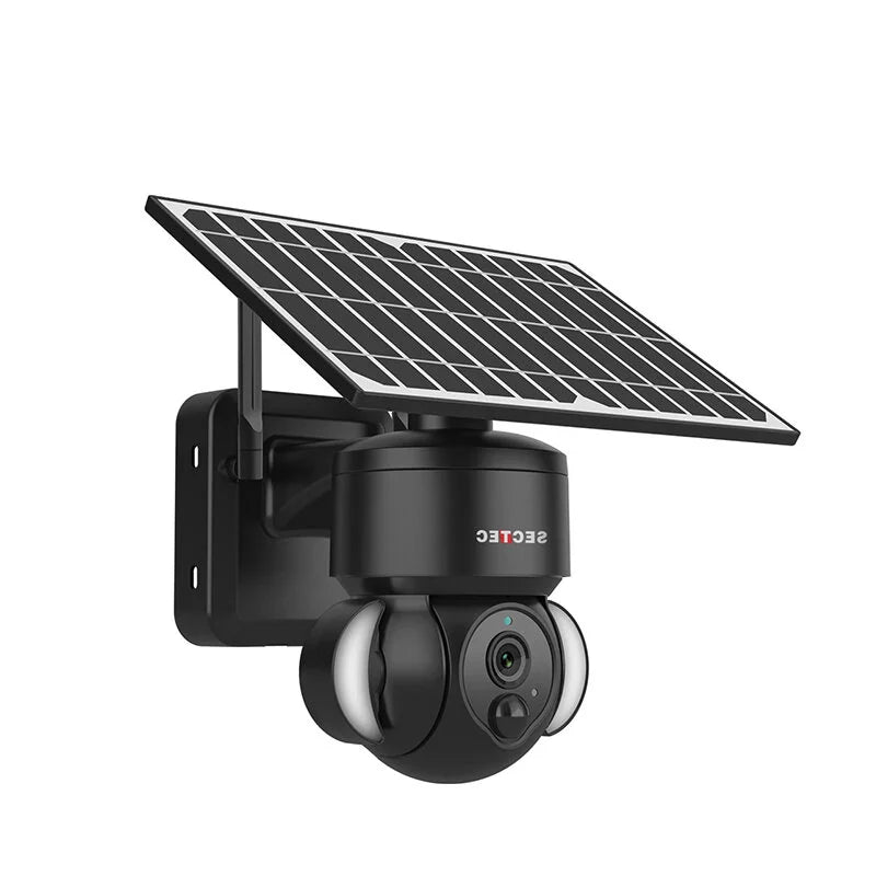 SECTEC 3MP HD 4G Solar Flutlichtkamera mit Bewegungsmelder, Farb-Nachtsicht, Gegensprechfunktion, IP66 wasserdicht für die Sicherheit im Freien