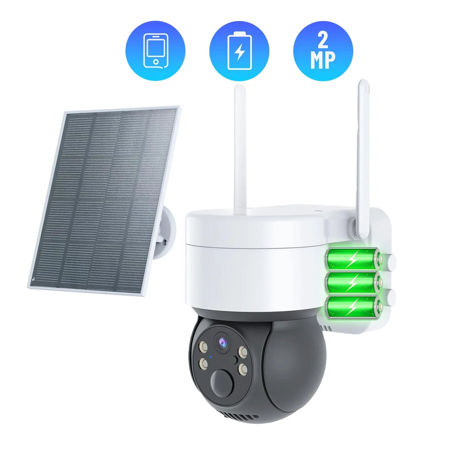 Solarbetriebene TQ2 1080P PTZ WiFi Außen-IP-Kamera mit Nachtsicht & CCTV-Überwachung