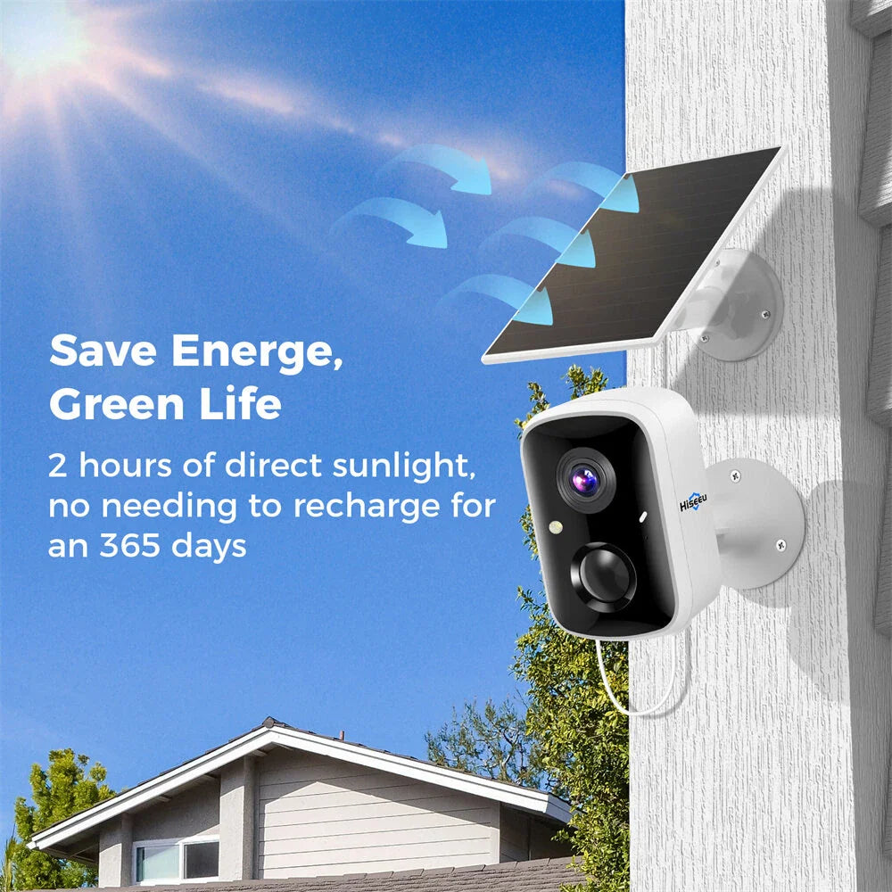 Hiseeu C90 4MP Solar WiFi IP Kamera - HD Nachtsicht, AI Bewegungsdetektion, Zwei-Wege-Audio, 100% kabellos mit 1.6W Solarpanel & Eseecloud App