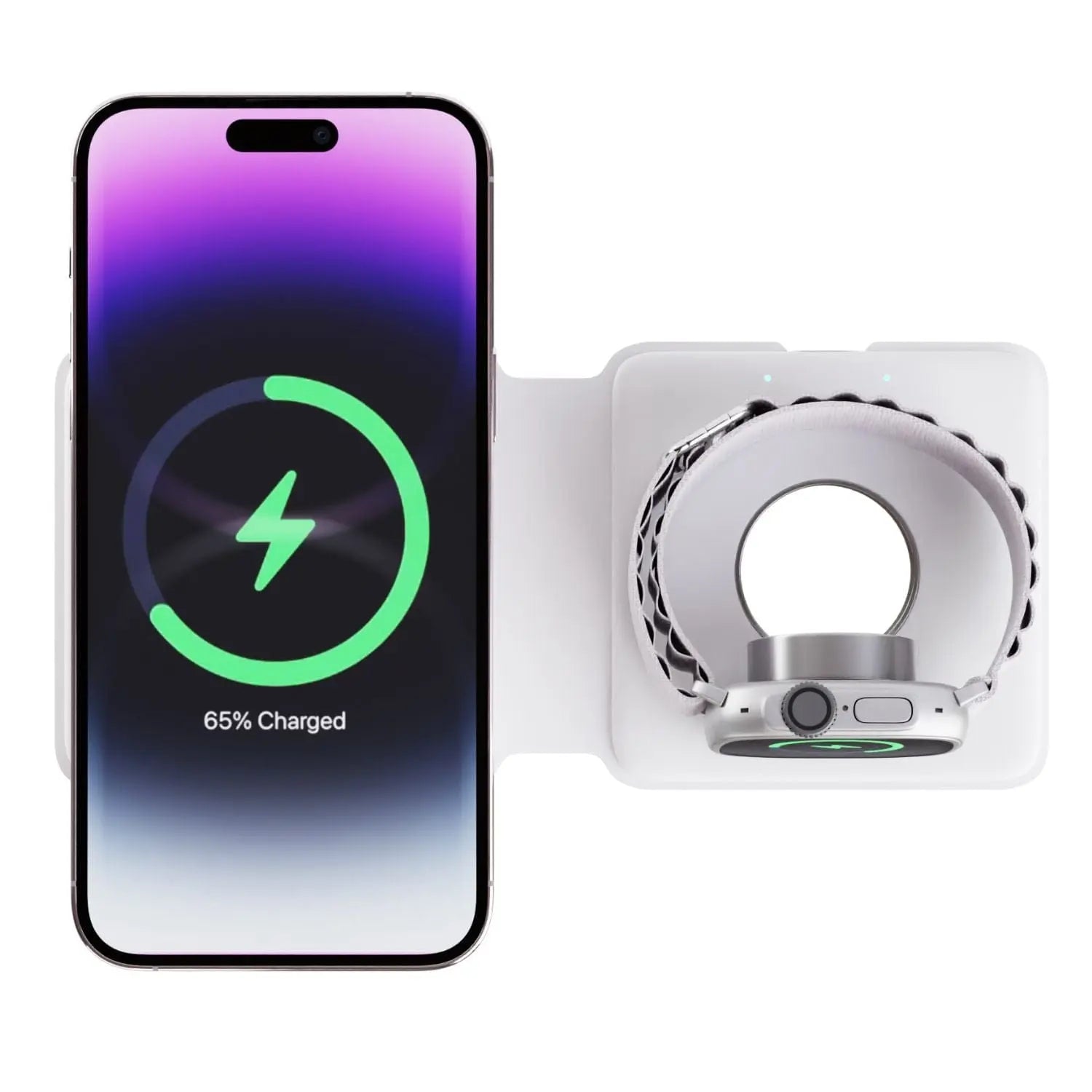 Evolved Chargers 2-in-1 Tragbares MagSafe Ladegerät – Drahtlos für iPhone & AirPods