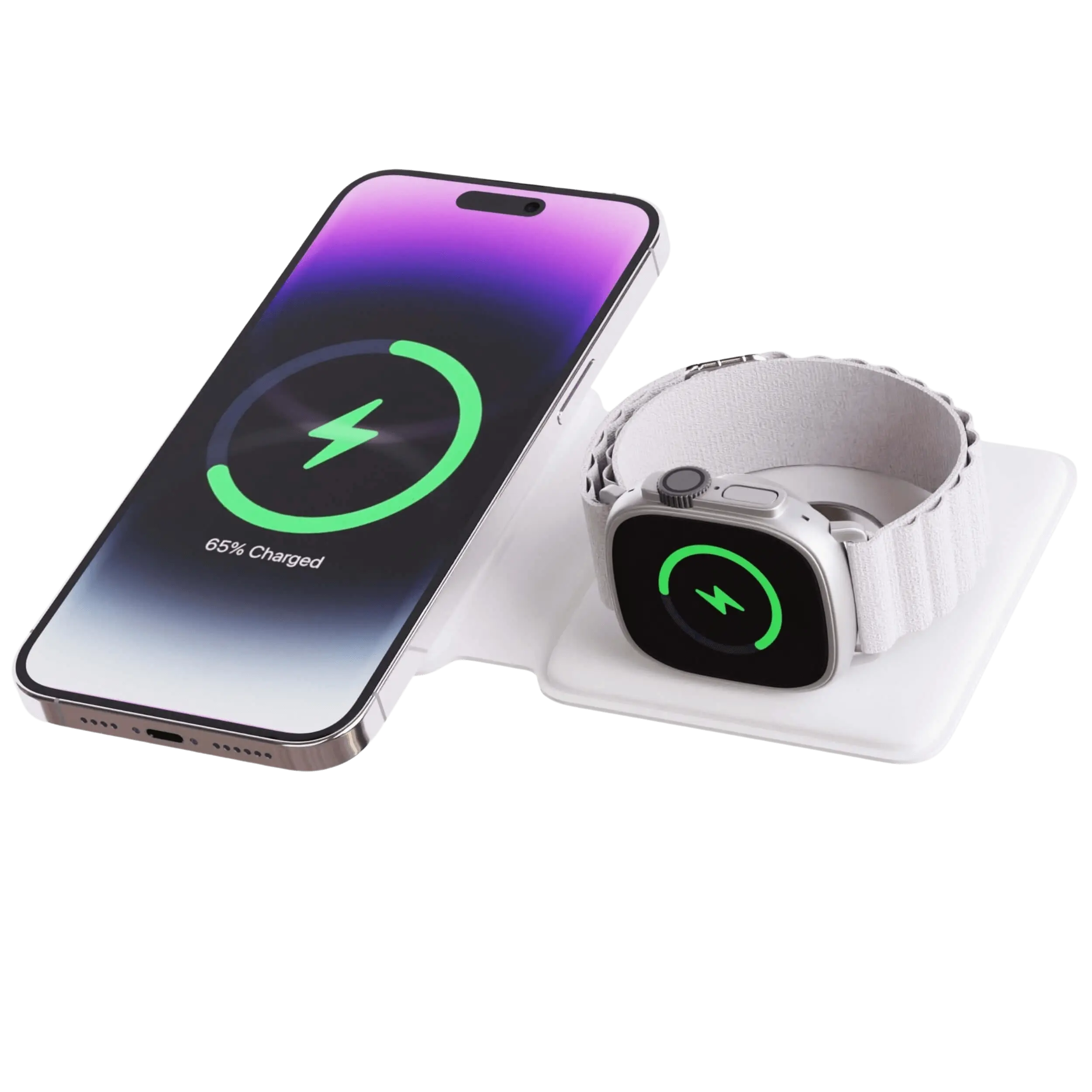 Evolved Chargers 2-in-1 Tragbares MagSafe Ladegerät – Drahtlos für iPhone & AirPods