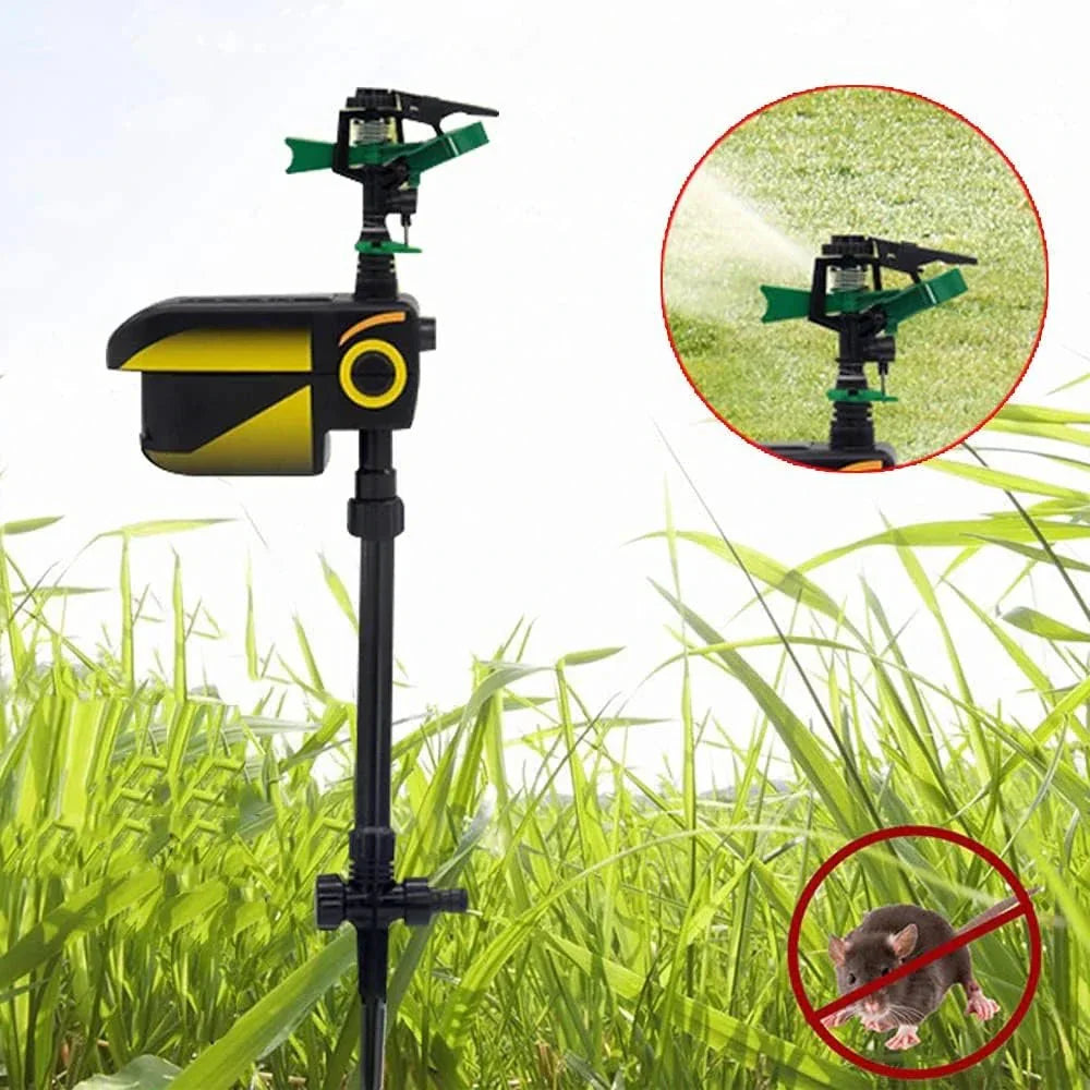 Solarbetriebenes Tiervertreiber mit Bewegungsmelder, Wassersprinkler 2in1 für Garten & Rasen