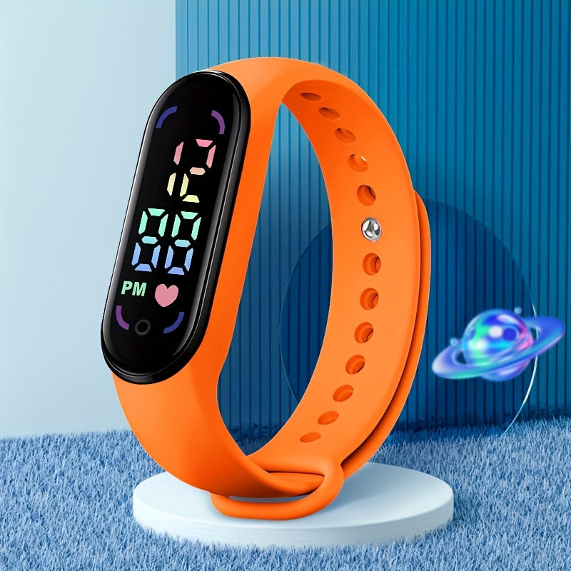 Lichtende Kinderuhr - Buntes LED-Display und Sportliches Design