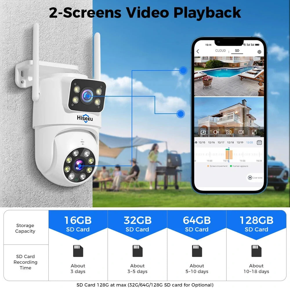 Hiseeu 6MP Dual-Lens WiFi-Sicherheitskamerasystem-Kit, 3K IP-Kameras mit 10CH NVR-Recorder, P2P CCTV-Überwachung