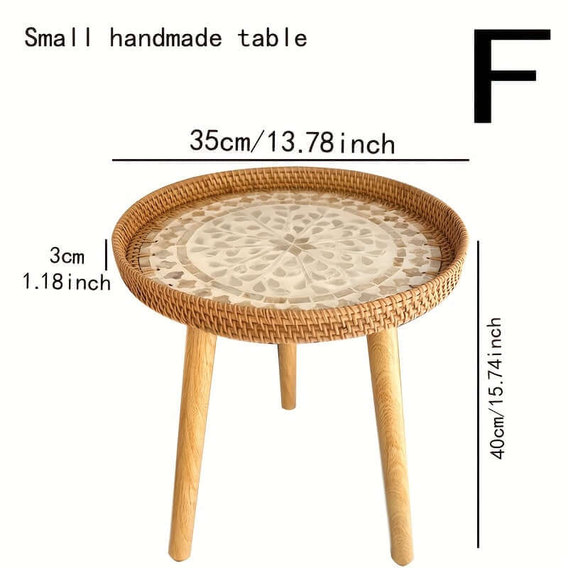 Rattan Beistelltisch Rund - Naturholz