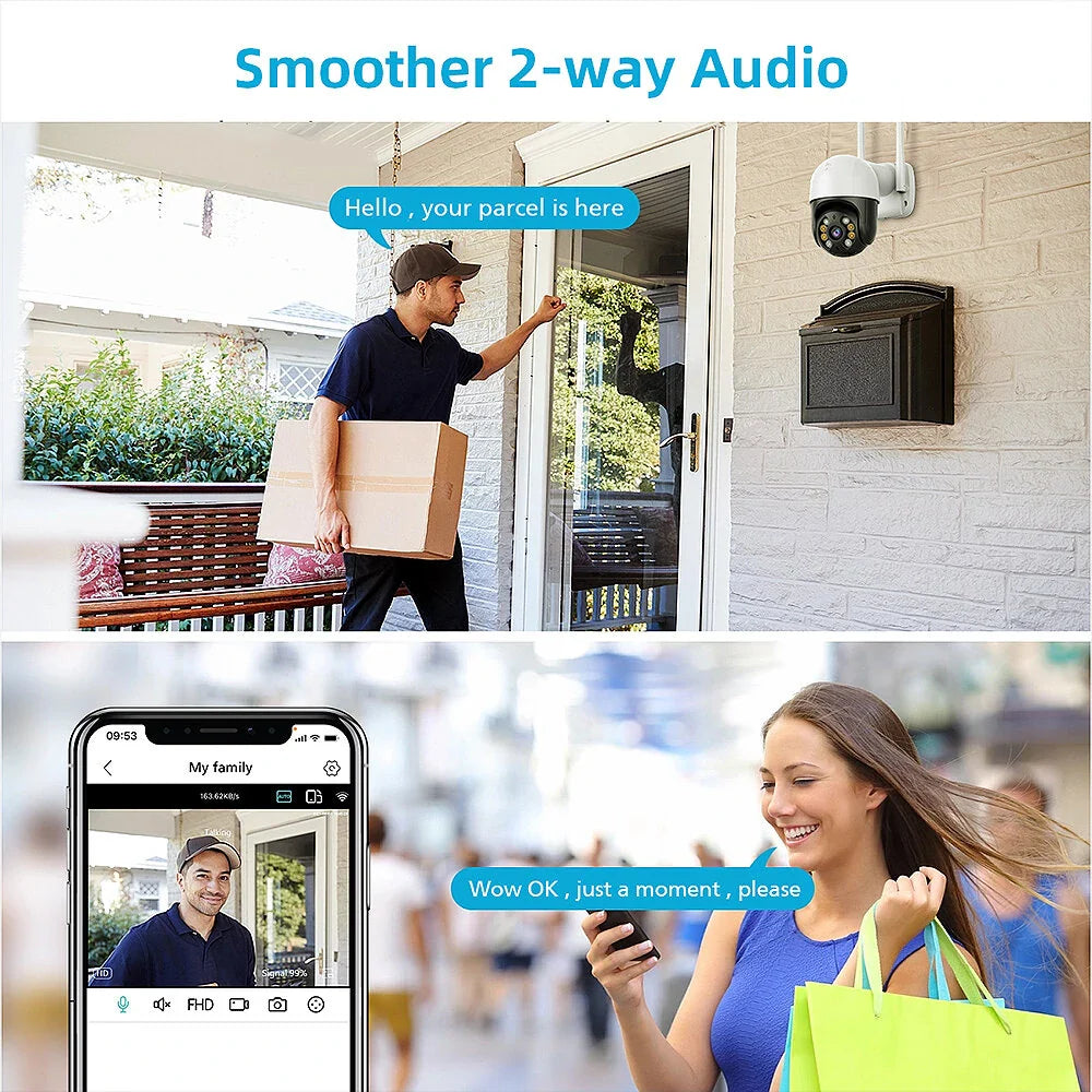 Outdoor 1080P PTZ WiFi IP Kamera: Drahtlose Überwachung mit intelligentem Zwei-Wege-Audio & Nachtsicht, Remote-APP-Überwachung & Benachrichtigungen für die Haussicherheit