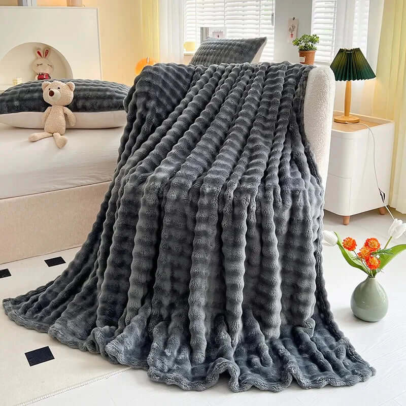 Luxus Fleece Decke Blasentextur - Kuschelweich