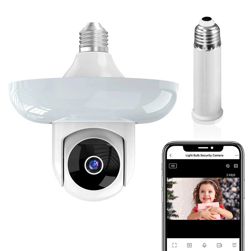 3MP Tuya WiFi Glühbirne Kamera - Drahtlose PTZ IP-Kamera mit Farbnachtansicht, Bewegungserkennung, bidirektionalem Talk, Außensicherheit, APP-Steuerung