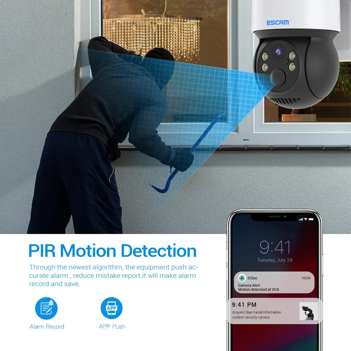 ESCAM QF170 2MP Solar WiFi PTZ IP-Kamera mit PIR-Alarm, Full-Color Nachtsicht, Zwei-Wege-Audio, IP66 & Cloud-Speicherung