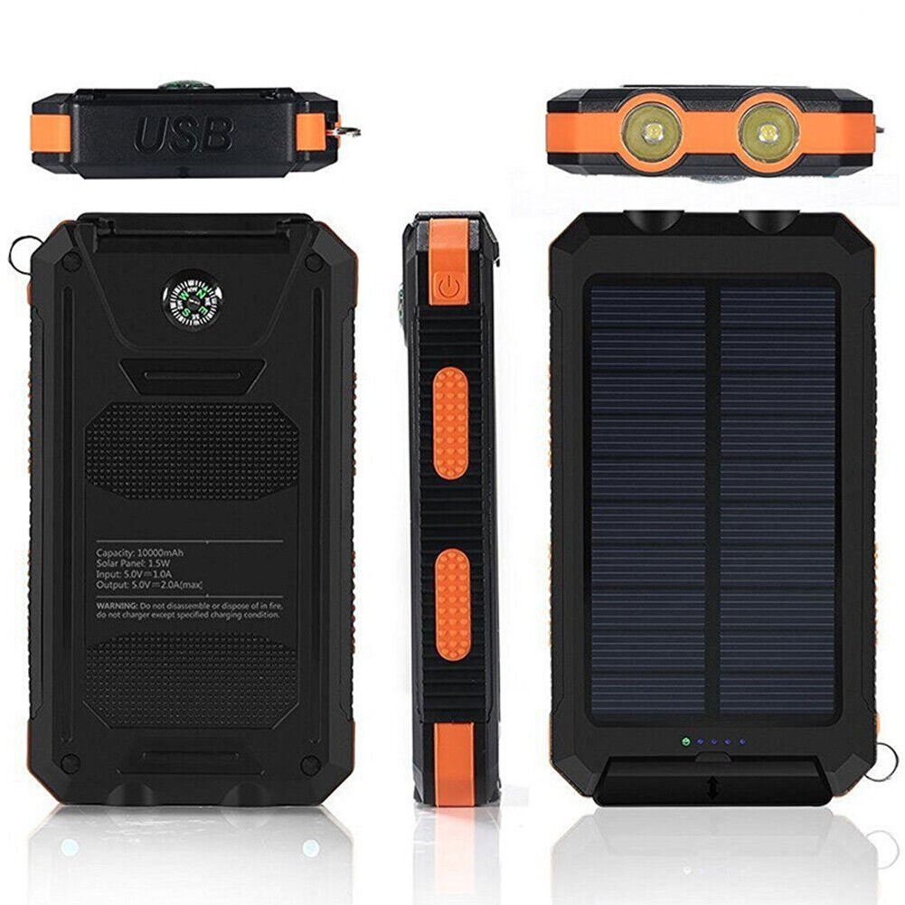 Solar Powerbank wasserdicht stoßfest 10.000 mAh - Solaraufladung