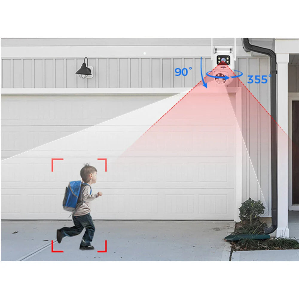 Hiseeu 2-Pack 6MP Dual-Linsen PTZ Außen-WiFi Sicherheitskamera mit Bewegungsverfolgung & Farb-Nachtsicht, kompatibel mit 5G/2.4G