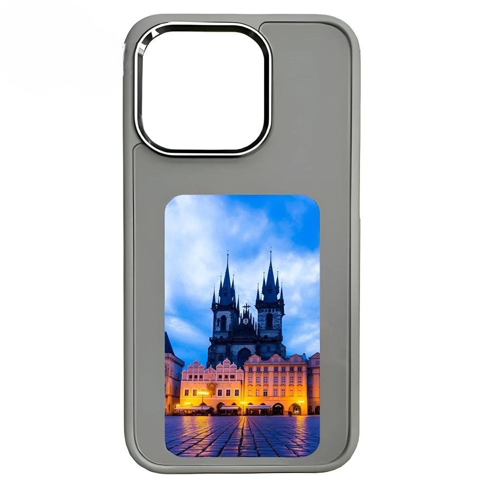 DIY E-Ink Bildschirm Handyhülle – Smarte stoßfeste Abdeckung mit batteriefreier Selfie-Projektion für iPhone 14/15/13 Pro Max
