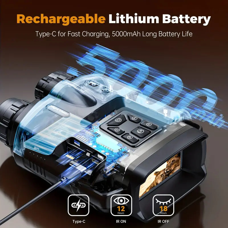 Monokular mit Nachtsicht Infrarot 8x Zoom | Fernglas mit integriertem 5000mAh Akku