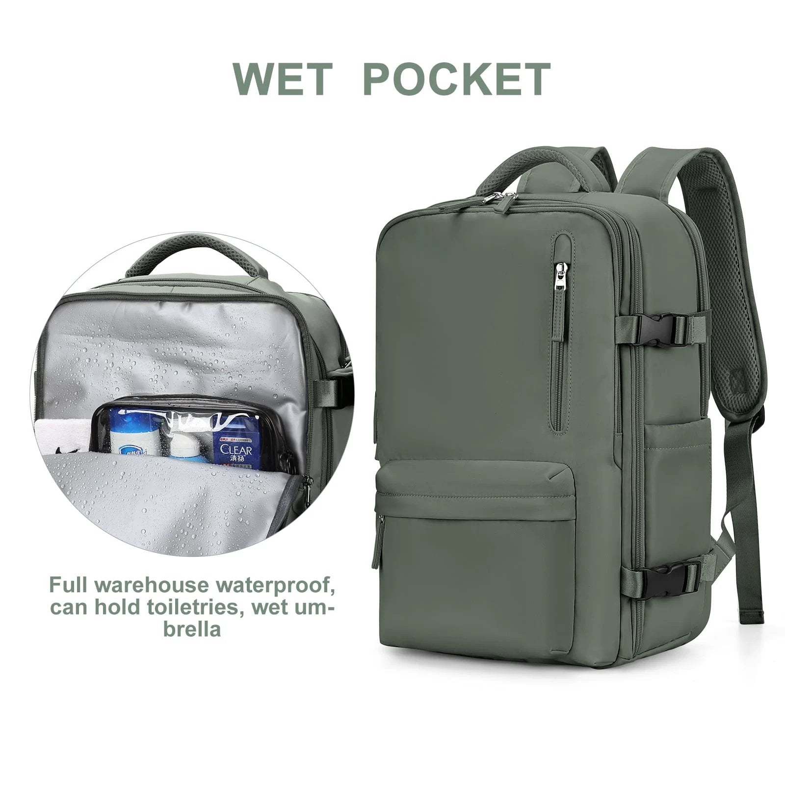 Damen Große Reise-Rucksack – Wasserdichter Wanderrucksack | Diebstahlschutz & USB-Ladung