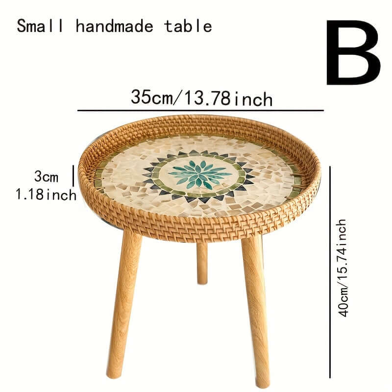 Rattan Beistelltisch Rund - Naturholz