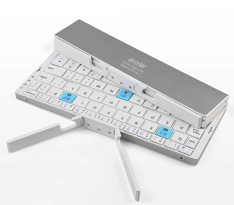 Kompakte & faltbare Bluetooth Mini-Tastatur mit Stand – Aufladbare Mini-Drahtlos-Tastatur für Telefone & Tablets, perfekt für unterwegs