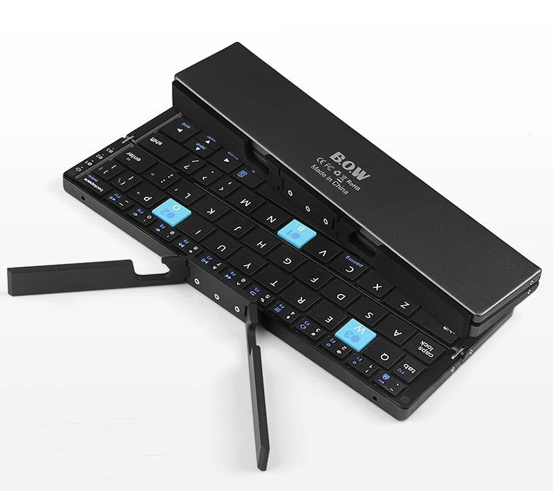 Kompakte & faltbare Bluetooth Mini-Tastatur mit Stand – Aufladbare Mini-Drahtlos-Tastatur für Telefone & Tablets, perfekt für unterwegs