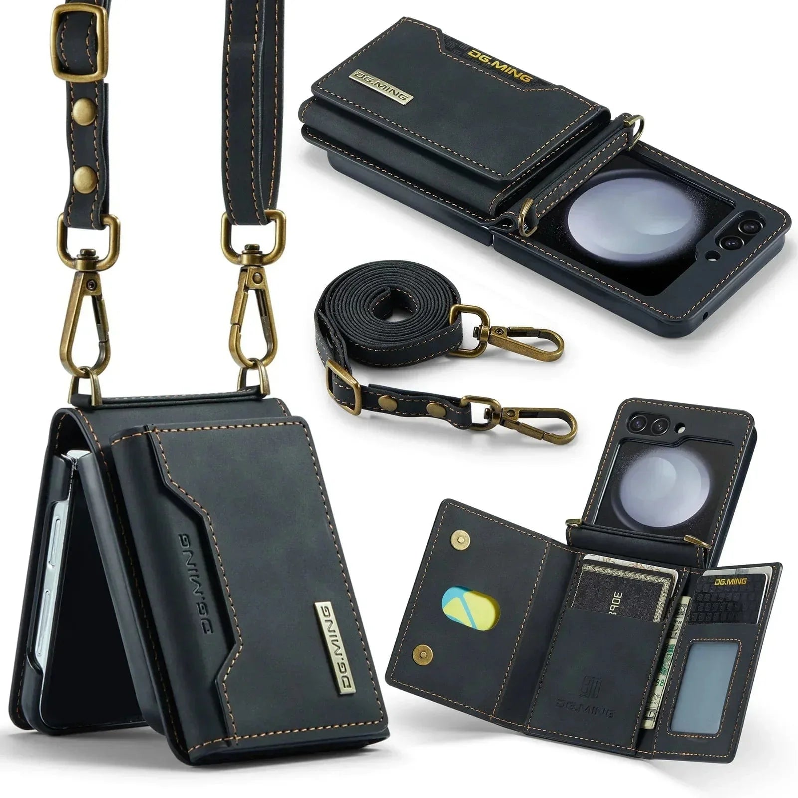 Crossbody Samsung Z Flip Leder Geldbörse Hülle