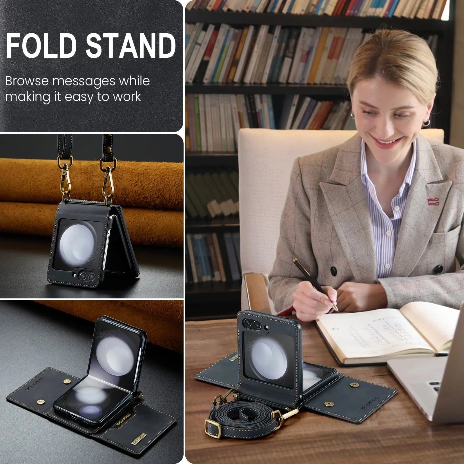 Crossbody Samsung Z Flip Leder Geldbörse Hülle