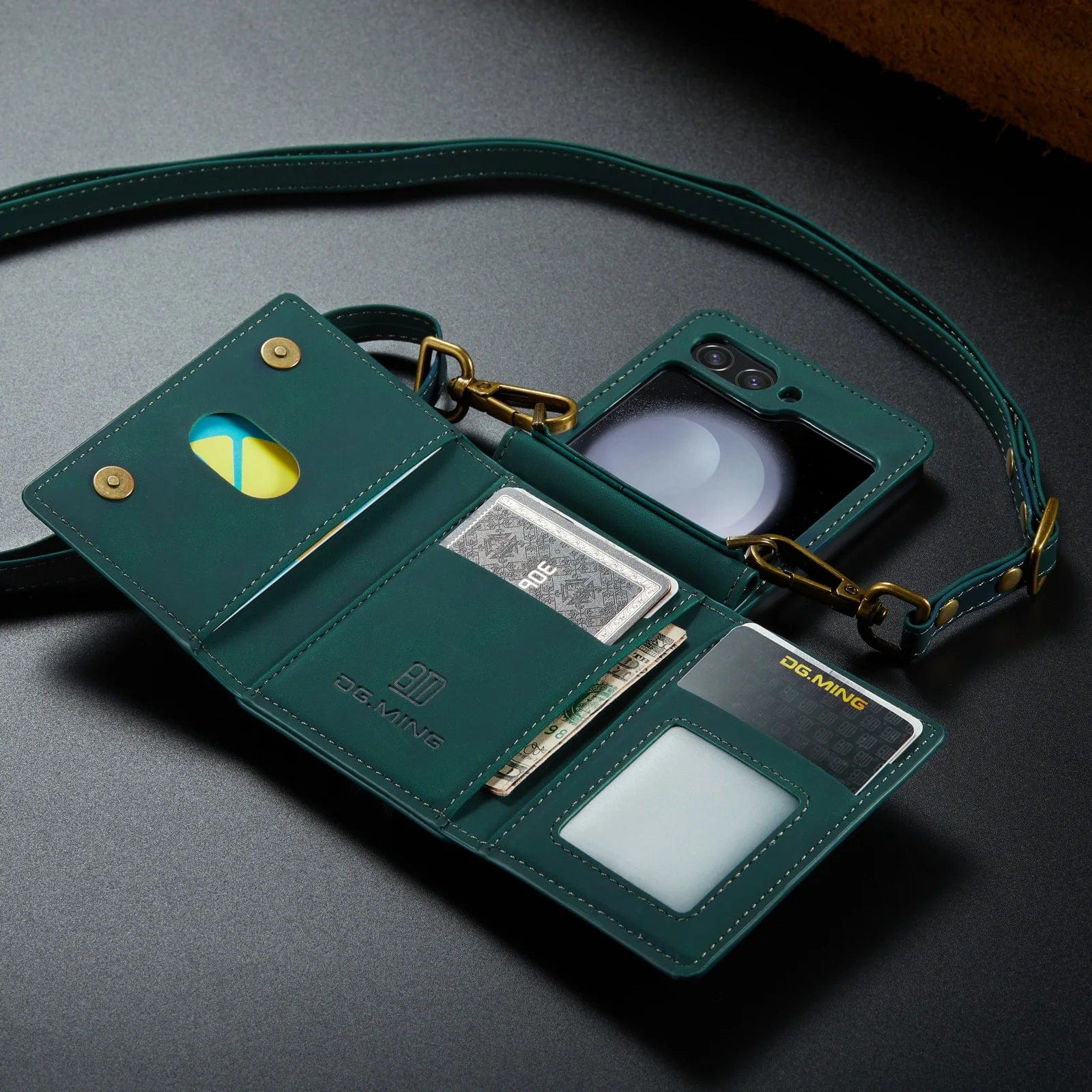 Crossbody Samsung Z Flip Leder Geldbörse Hülle