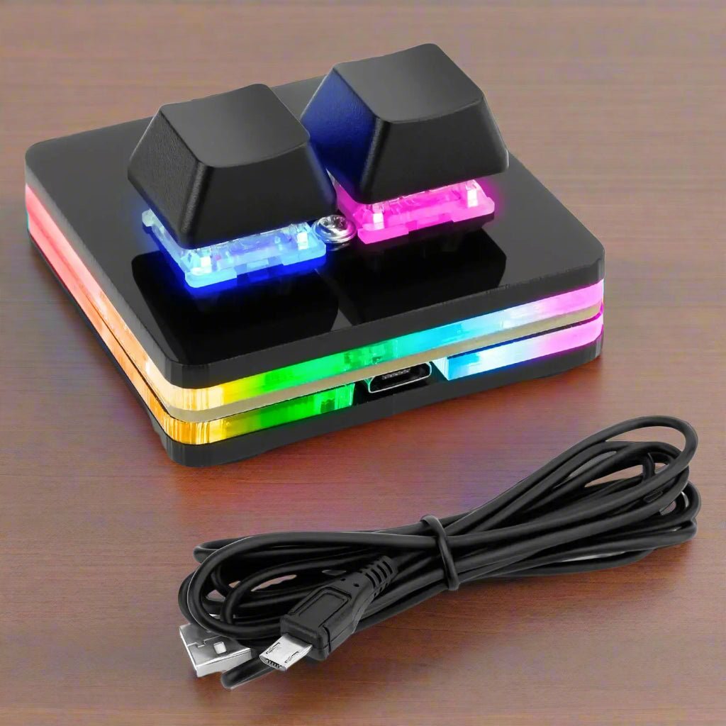 Benutzerdefinierte RGB Mini-Gaming-Tastatur – 2-Tasten-Makrotastatur zum Kopieren und Einfügen, Photoshop, CAD und Programmierung mit mechanischer Präzision und lebendiger LED-Beleuchtung