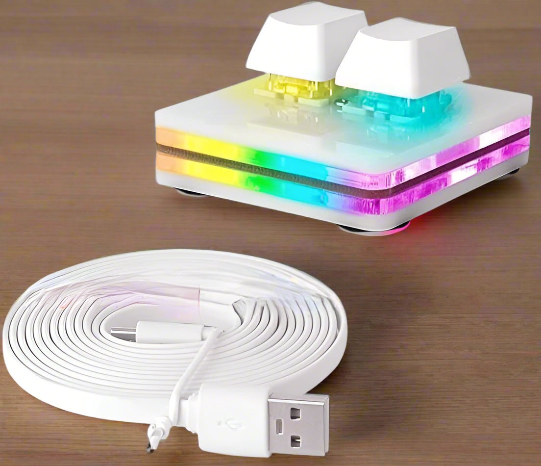 Benutzerdefinierte RGB Mini-Gaming-Tastatur – 2-Tasten-Makrotastatur zum Kopieren und Einfügen, Photoshop, CAD und Programmierung mit mechanischer Präzision und lebendiger LED-Beleuchtung