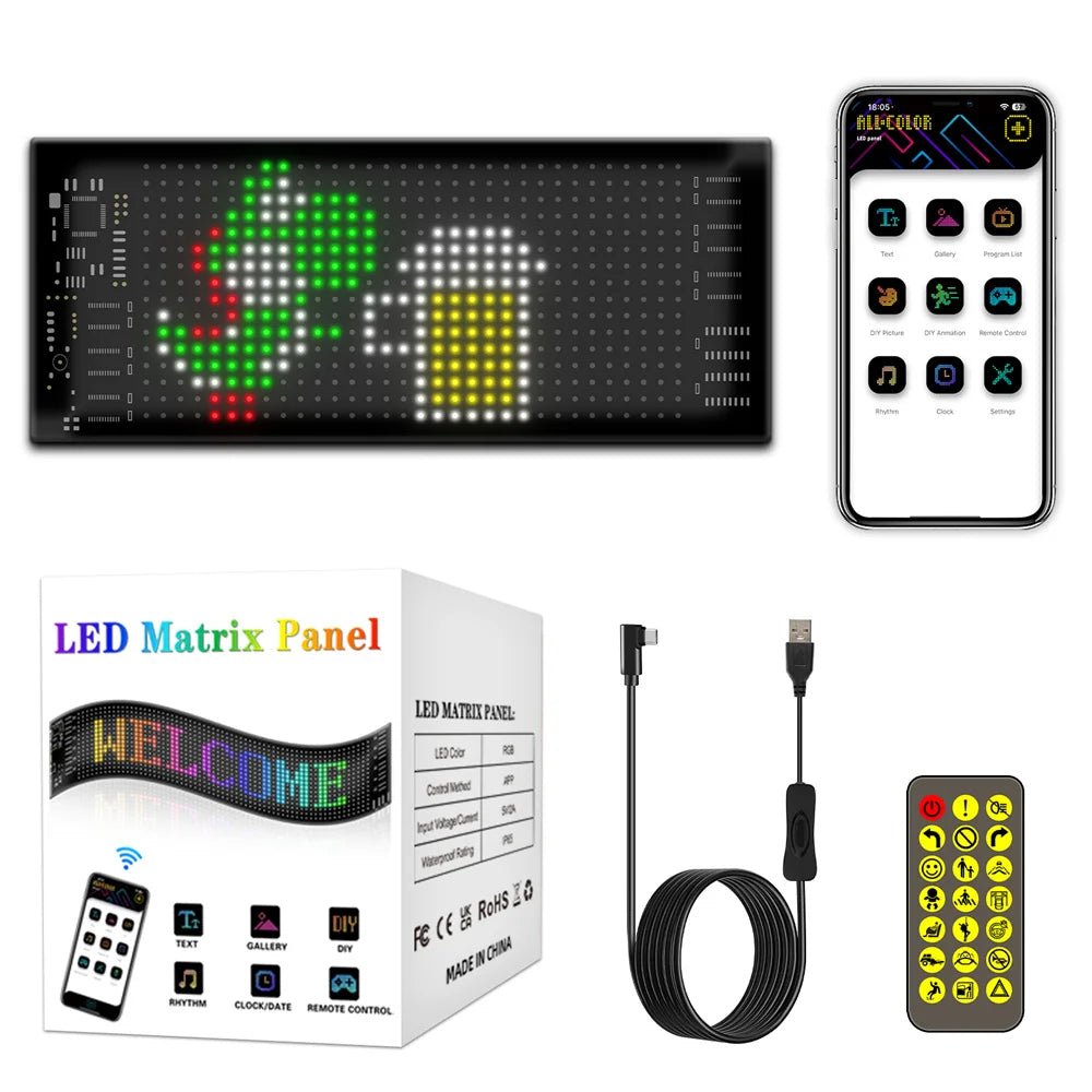 Anpassbares RGB LED Auto-Schild – Programmierbares Bluetooth Matrix-Pixel-Panel für dynamische Animation und flexible Displaybeleuchtung
