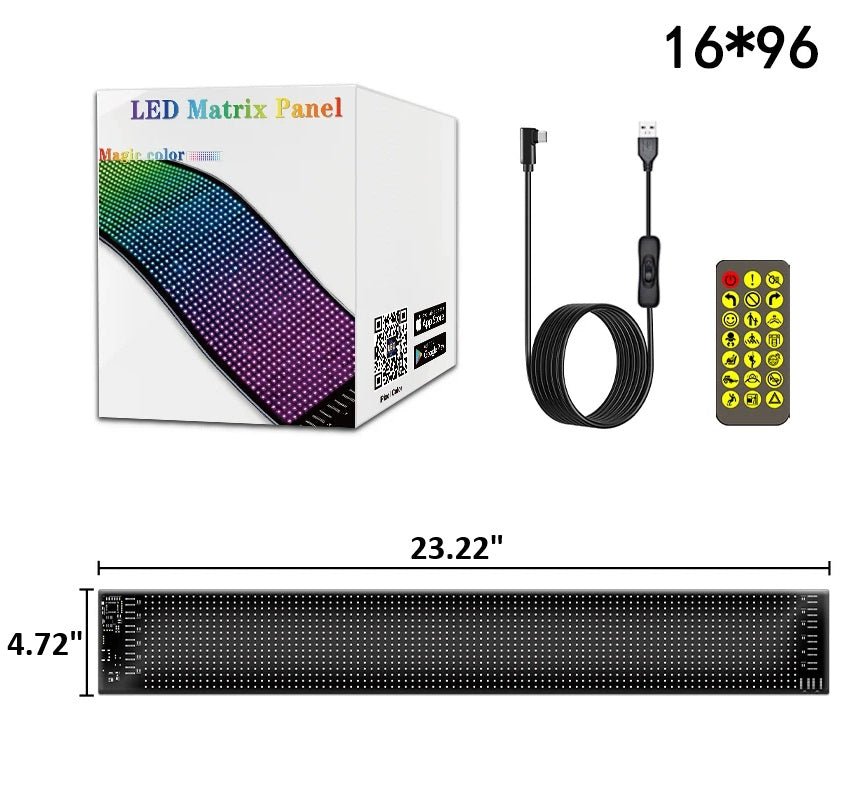 Anpassbares RGB LED Auto-Schild – Programmierbares Bluetooth Matrix-Pixel-Panel für dynamische Animation und flexible Displaybeleuchtung