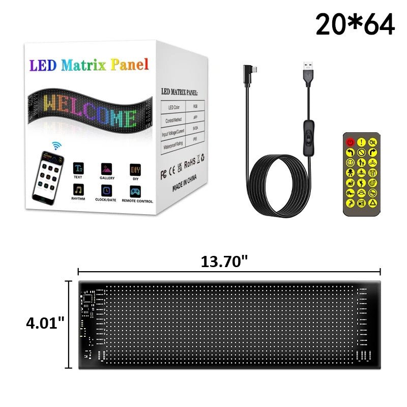 Anpassbares RGB LED Auto-Schild – Programmierbares Bluetooth Matrix-Pixel-Panel für dynamische Animation und flexible Displaybeleuchtung