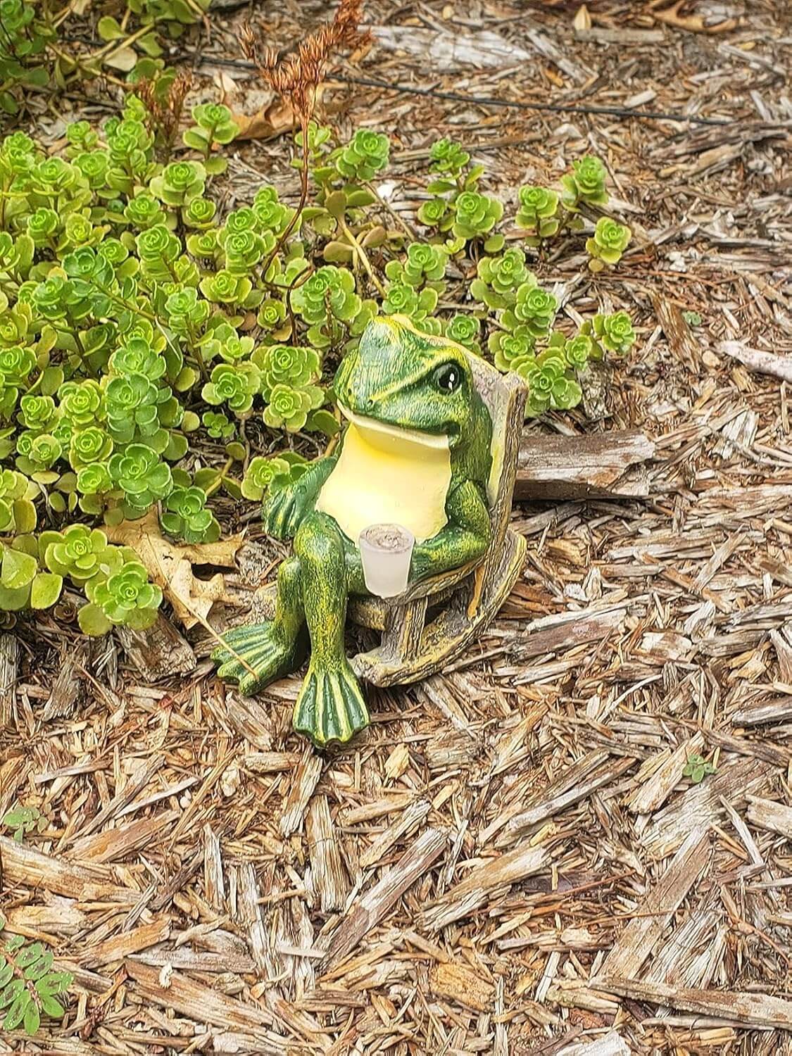 Leuchtender Gartenfrosch Dekofigur