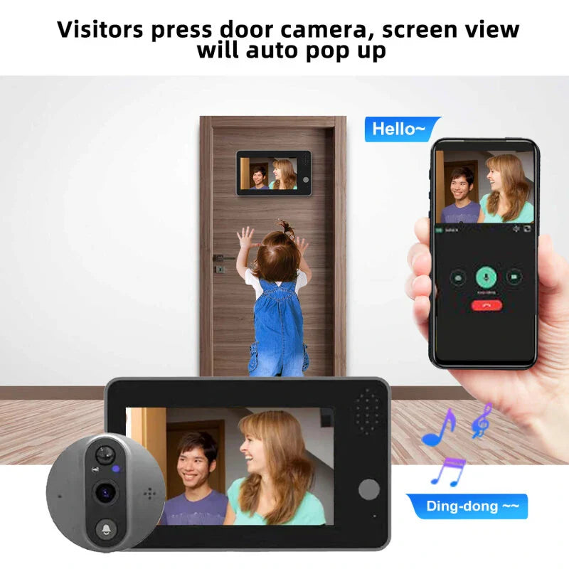 Smart Tuya WiFi Video Türsprechstelle mit 4,3 LCD-Display, 1080P Guckloch-Kamera, 5000mAh Batterie, Gegensprechanlage, Außenansicht