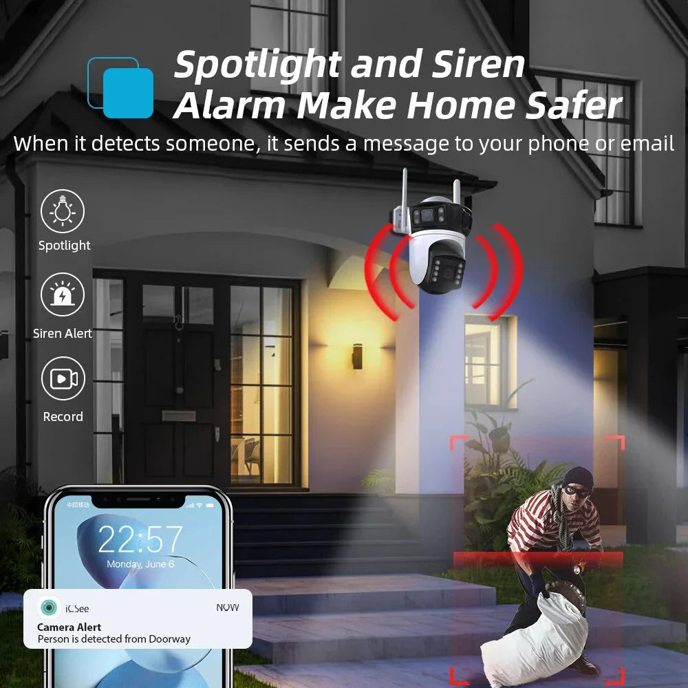 ICSEE 4K 8MP Outdoor-WiFi-IP-Kamera - Drahtlose CCTV, IP66 wetterfest, Nachtsicht, Bewegungsverfolgung, Zweiwege-Audio, SD/Cloud-Speicher, EU-Stecker