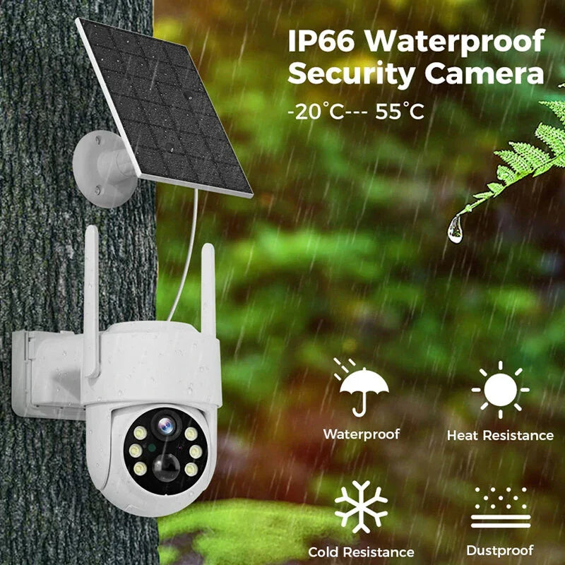 Hiseeu 4MP 2K HD Solar PTZ WiFi Sicherheitskamera, PIR Bewegung, Farb-Nachtsicht, Zwei-Wege-Audio, IP66 wasserdicht, iCSee APP