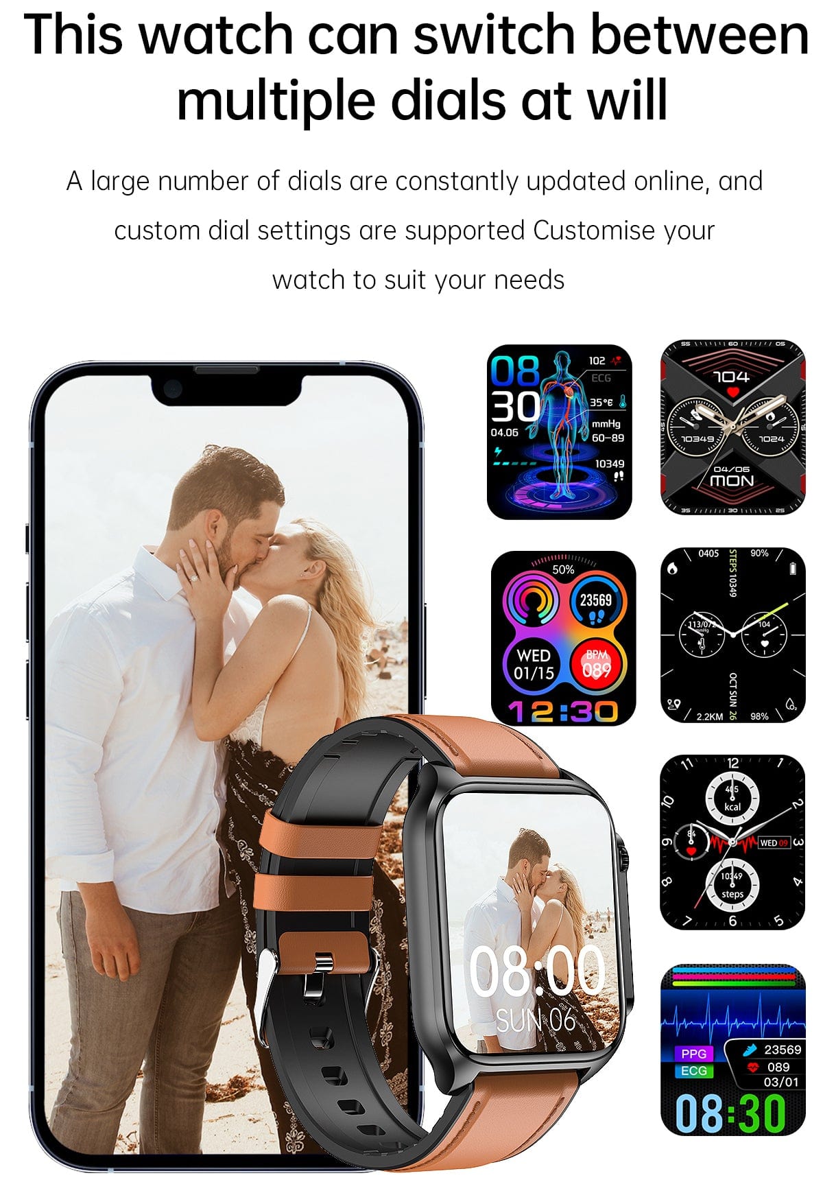 Vitality Smart Watch - Gesundheits- und Fitnesstracker All-In-One Überwachung wasserdicht