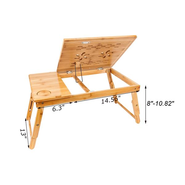 Verstellbarer Laptop-Tisch aus Bambus für das Bett im Studentenwohnheim