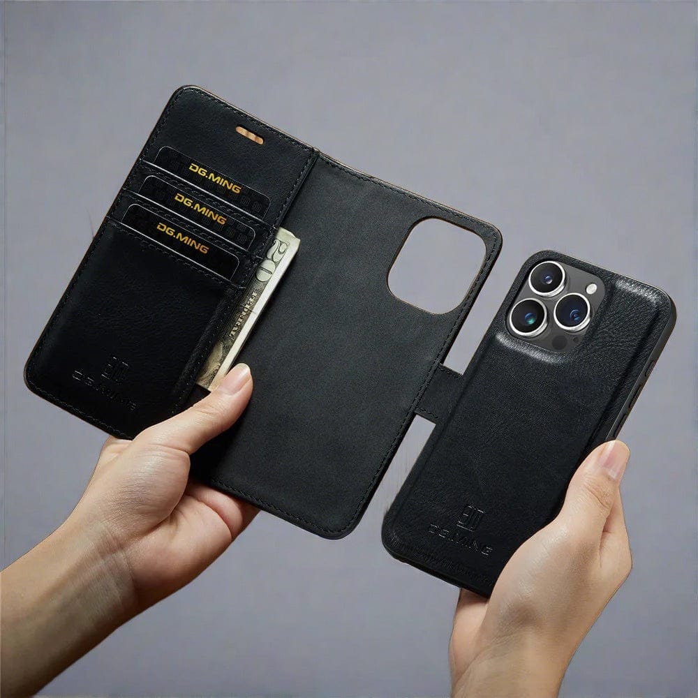 Abnehmbare iPhone 13 Wallet-Hülle | 2-in-1-Luxus-Magnetkartenhalter aus Leder