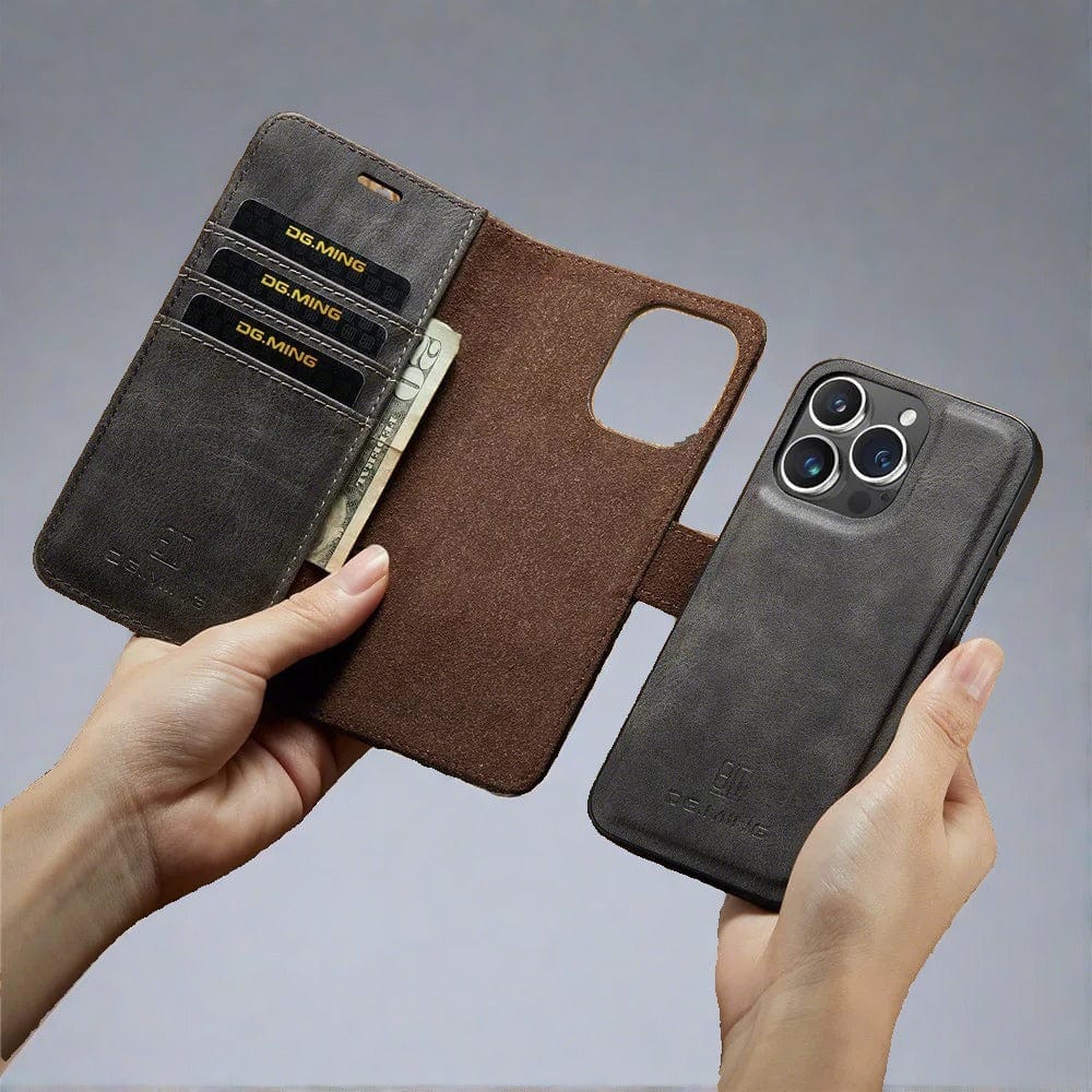 Abnehmbare iPhone 13 Wallet-Hülle | 2-in-1-Luxus-Magnetkartenhalter aus Leder