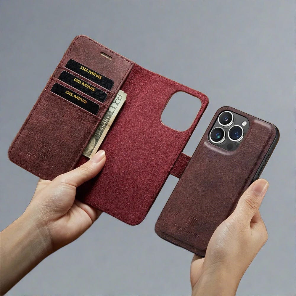 Abnehmbare iPhone 13 Wallet-Hülle | 2-in-1-Luxus-Magnetkartenhalter aus Leder
